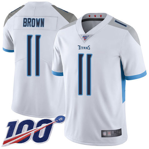 Tennessee Titans Limited White Men A.J. Brown Road Jersey NFL Football #11 100th Season Vapor Untouchable